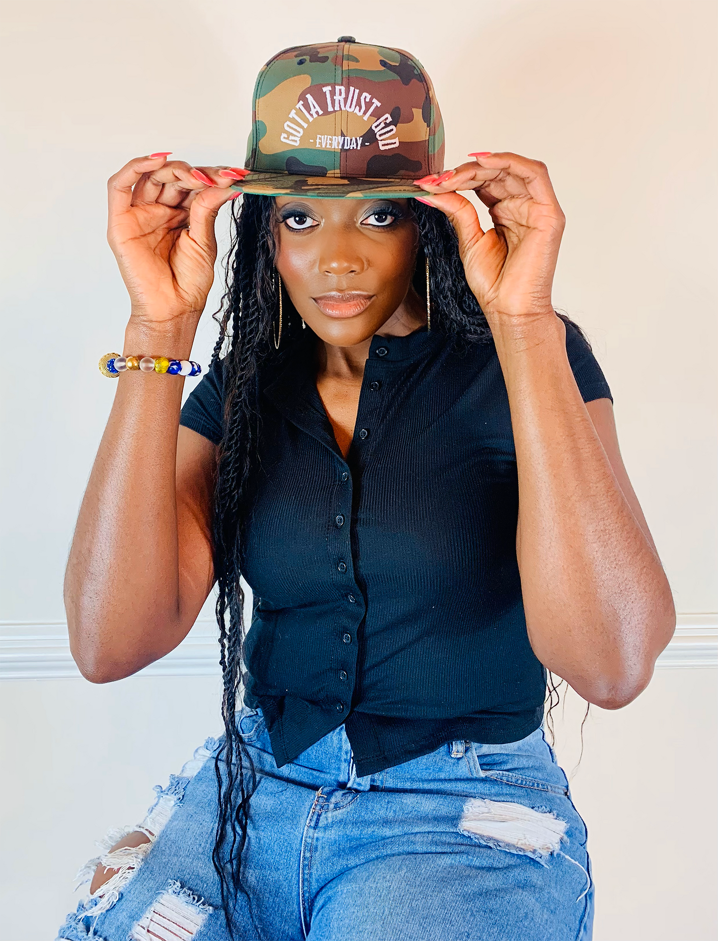 GOTTA TRUST GOD Everyday Snapback Hat GREEN CAMO