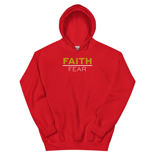 FAITH over Fear Unisex Hoodie - RED/GOLD