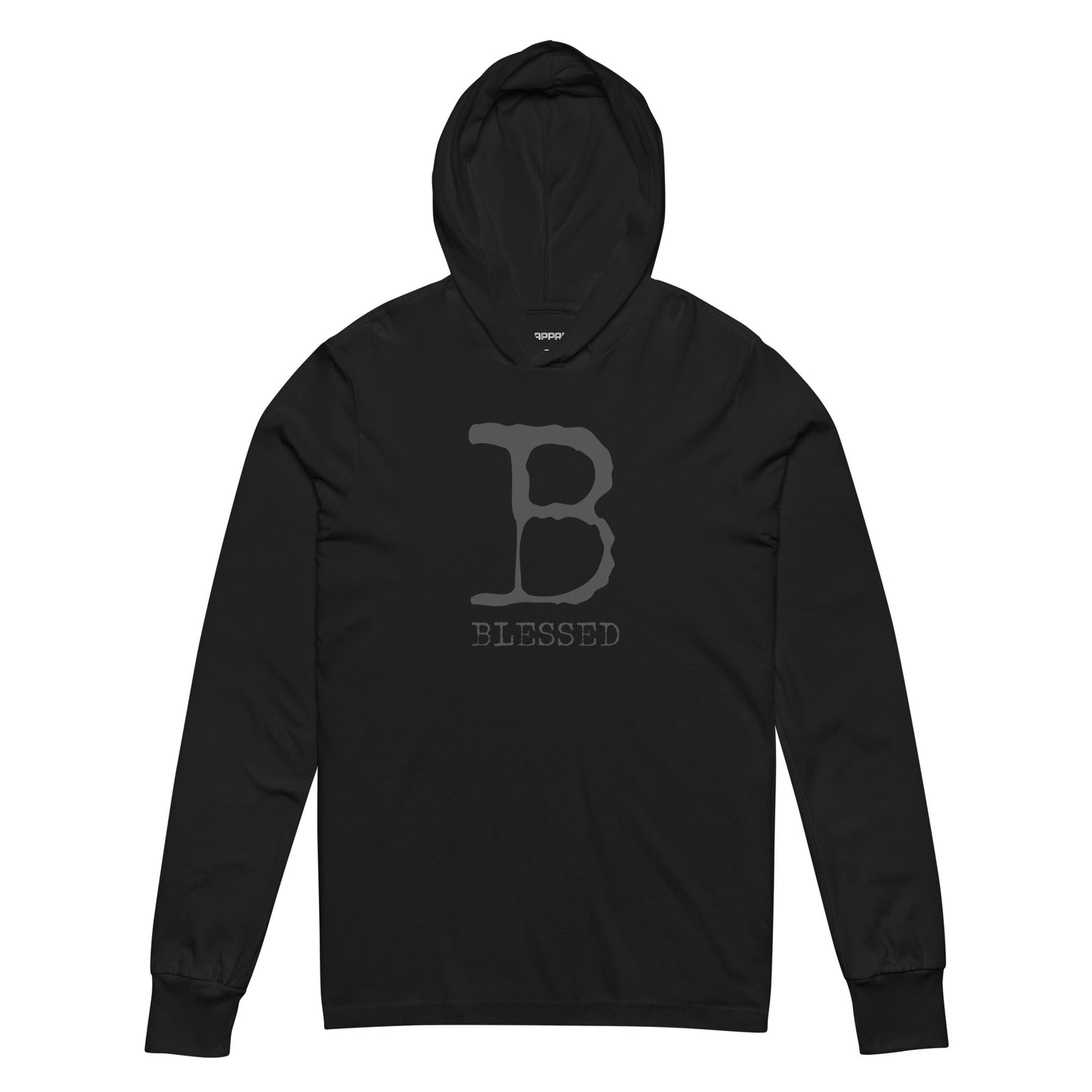 "Truly Blessed" Hooded Long-Sleeve Tee - BLK/GREY