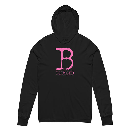 "Truly Blessed" Hooded Long-Sleeve Tee - BLK/PINK