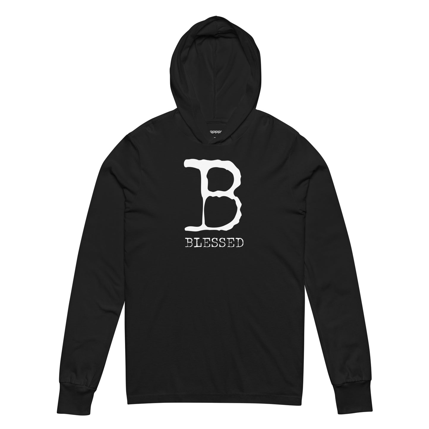 "Truly Blessed" Hooded Long-Sleeve Tee - BLK/WHITE