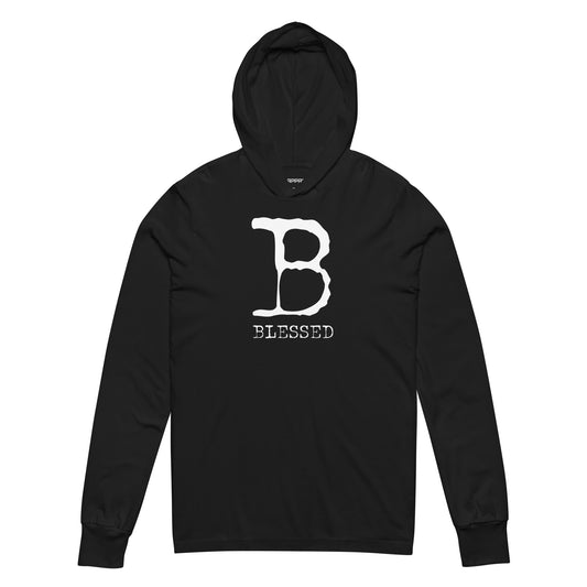 "Truly Blessed" Hooded Long-Sleeve Tee - BLK/WHITE