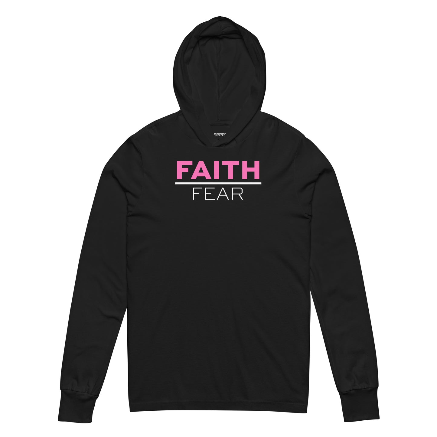 FAITH over Fear Hooded Long-Sleeve Tee BLK/PINK