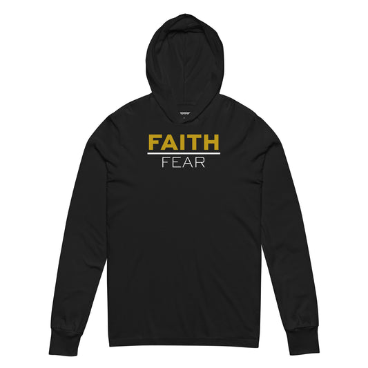 FAITH over Fear Hooded Long-Sleeve Tee BLK/GOLD