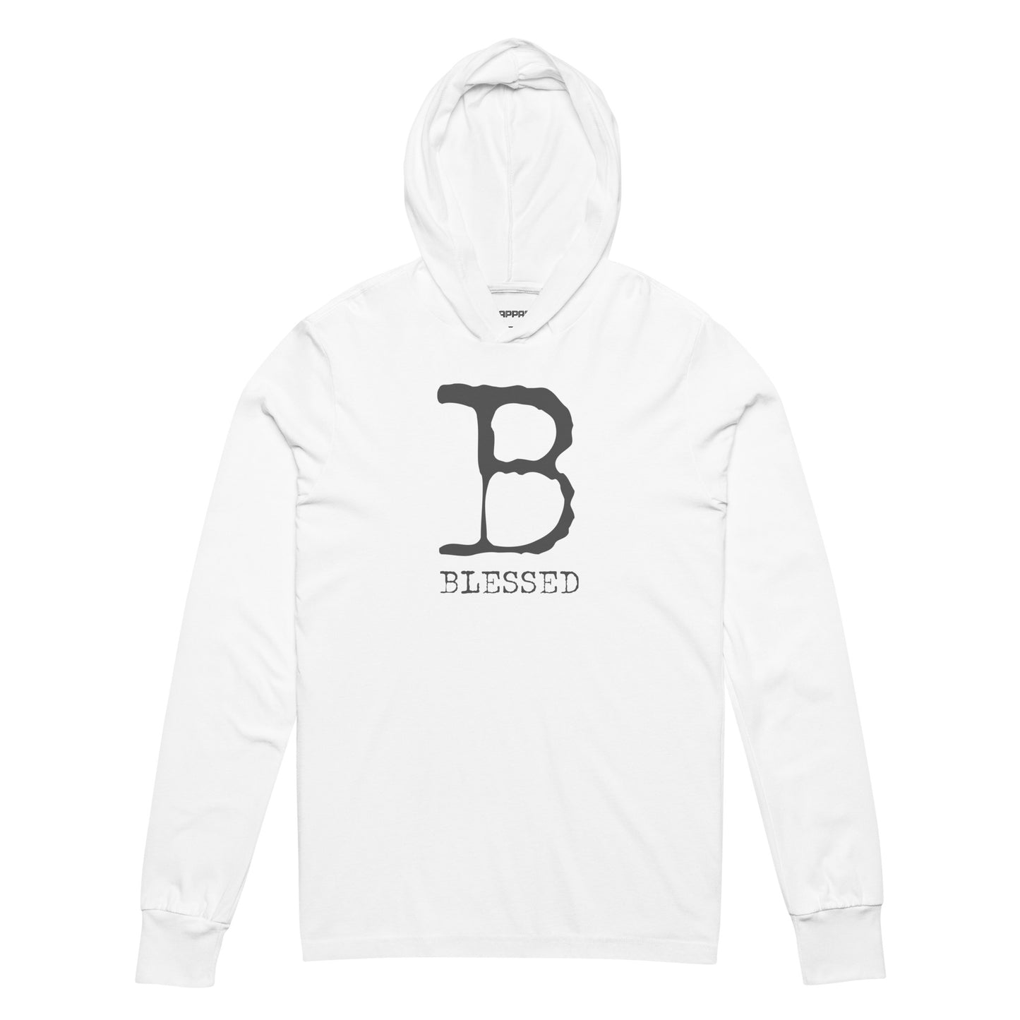 "Truly Blessed" Hooded Long-Sleeve Tee - WHITE/BLK