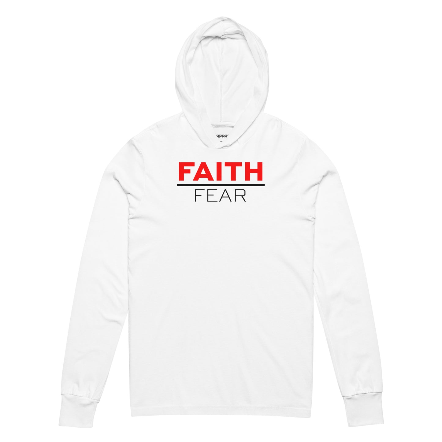 FAITH over Fear Hooded Long-Sleeve Tee WHT/RED