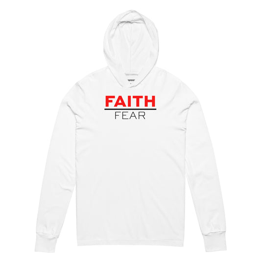 FAITH over Fear Hooded Long-Sleeve Tee WHT/RED