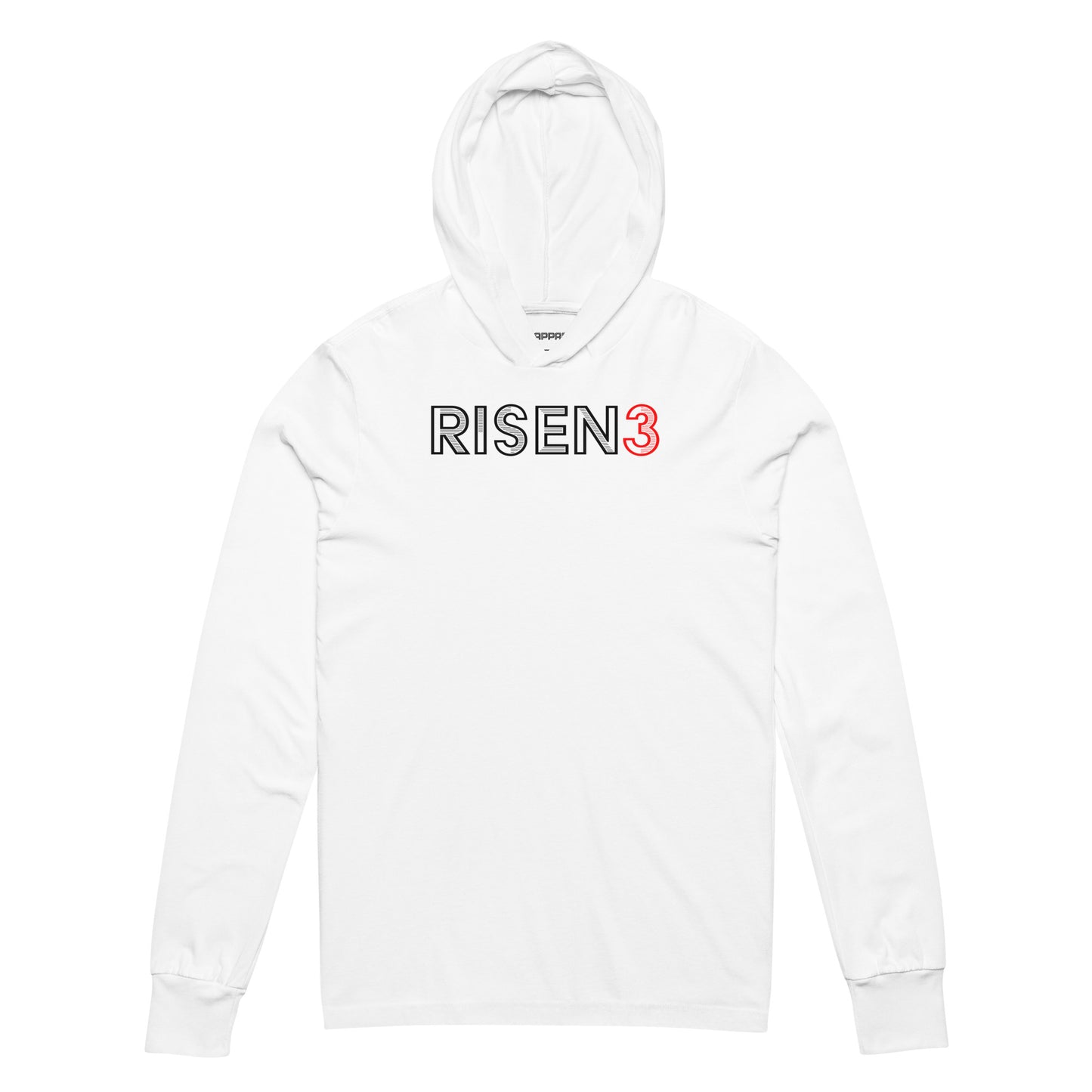 RISEN3 Unisex WHITE T-Shirt Hooded Long-Sleeve Tee